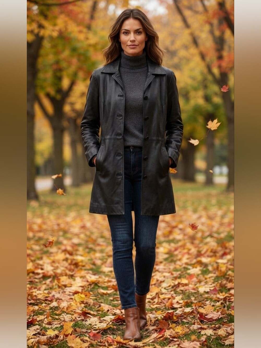 Danier Black Leather Button-Up Women's Coat - Size Small